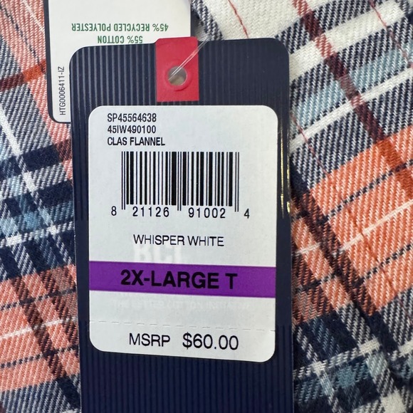 IZOD Mens 2XLT Big & Tall Button Down Plaid Shirt NEW with Tags NWT - Picture 5 of 5